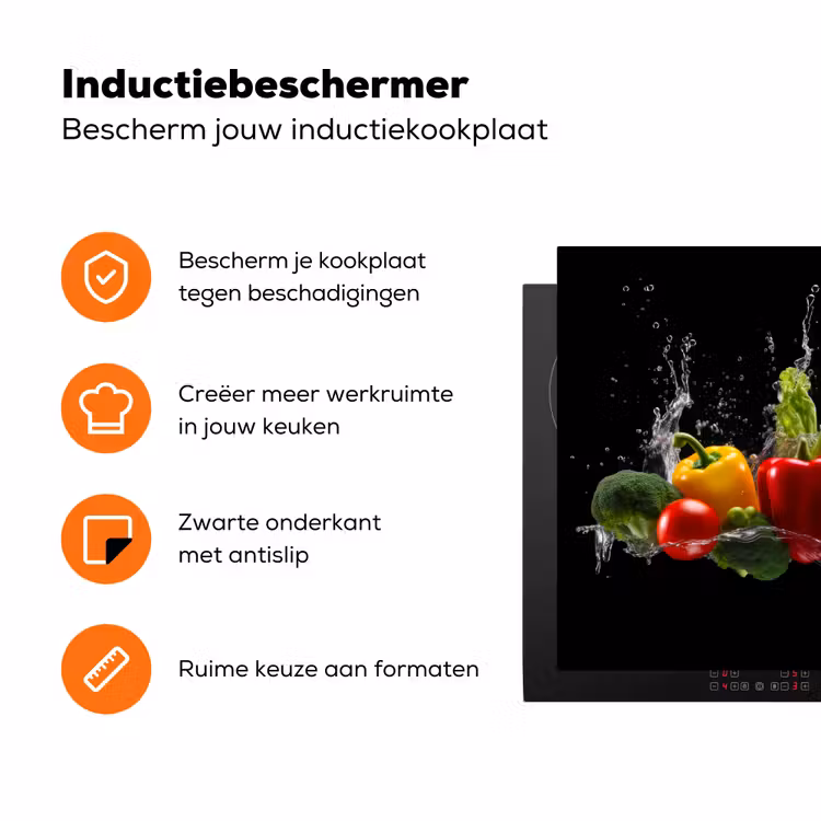 Paprika - Water - Groente - Zwart Inductie beschermer vinyl 3mm klein -zzzzzzz-td-ups