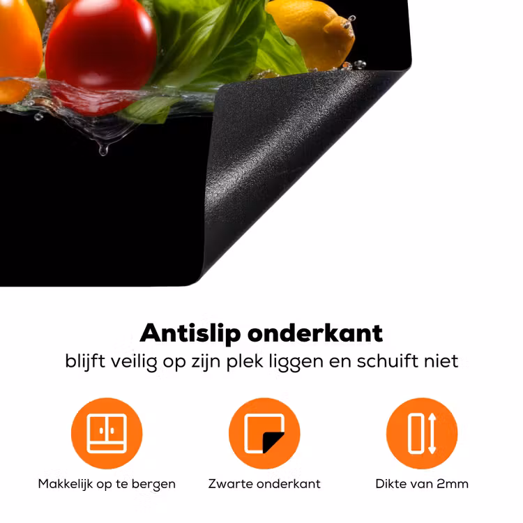 Paprika - Water - Groente - Zwart Inductie beschermer vinyl 3mm klein -zzzzzzz-td-onderkant