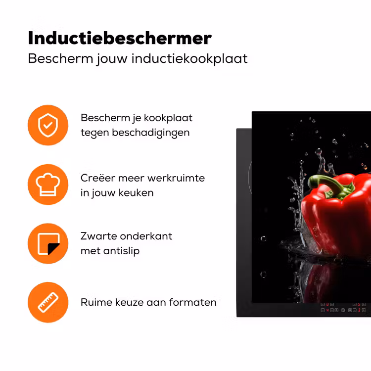 Paprika - Water - Zwart - Groente - Rood - Geel Inductie beschermer vinyl 3mm klein -zzzzzzz-td-ups