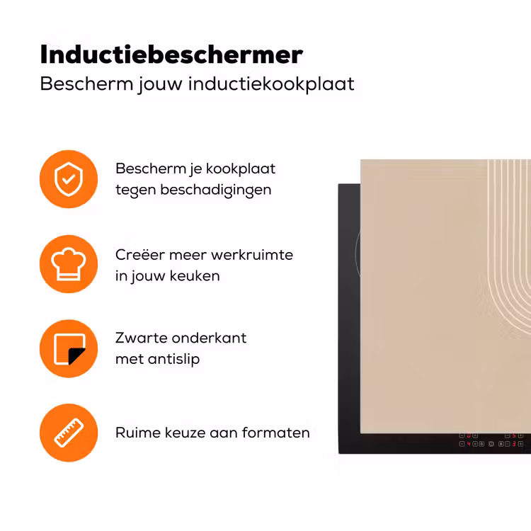 Parallelle lijnen - Lichte textuur - Beige Inductie beschermer vinyl 3mm klein -zzzzzzz-td-ups