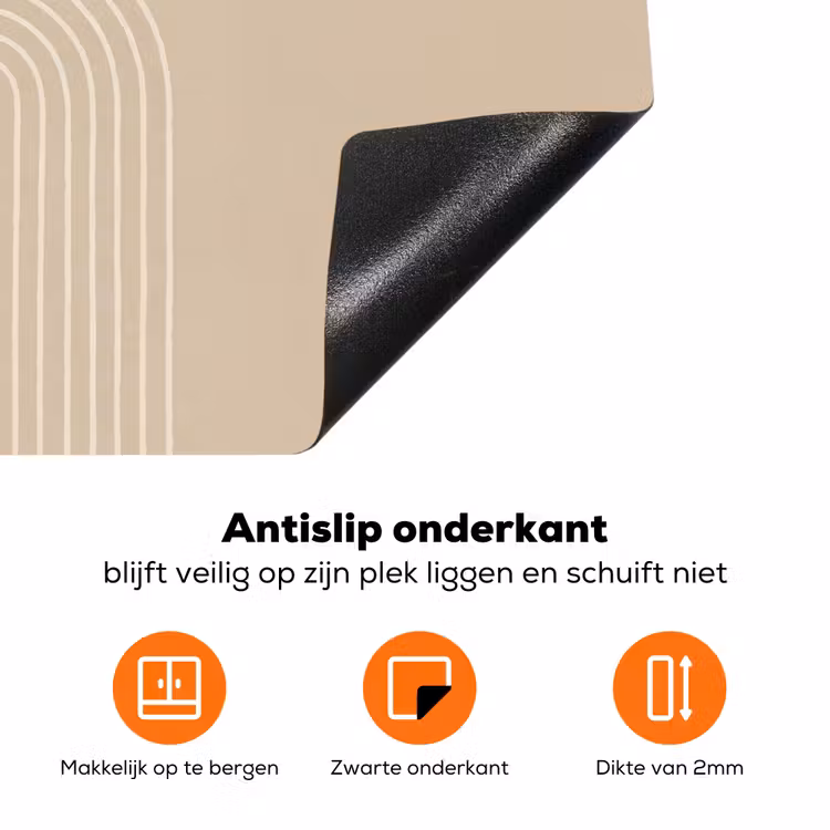Parallelle lijnen - Lichte textuur - Beige Inductie beschermer vinyl 3mm klein -zzzzzzz-td-onderkant