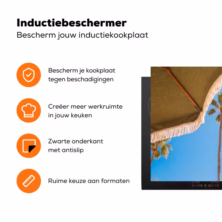 Parasol - Groen - Franjes - Zomer - Tropisch Inductie beschermer vinyl 3mm klein -zzzzzzz-td-ups