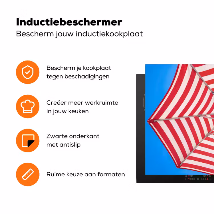 Parasol - Strepen - Zomer - Rood - Blauw Inductie beschermer vinyl 3mm klein -zzzzzzz-td-ups
