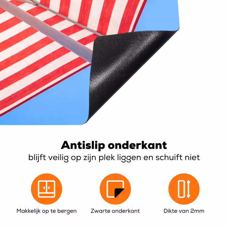 Parasol - Strepen - Zomer - Rood - Blauw Inductie beschermer vinyl 3mm klein -zzzzzzz-td-onderkant