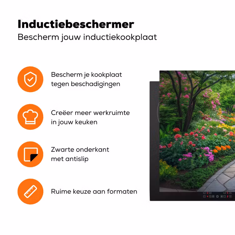 Park - Bloemen - Tuin Inductie beschermer vinyl 3mm klein -zzzzzzz-td-ups