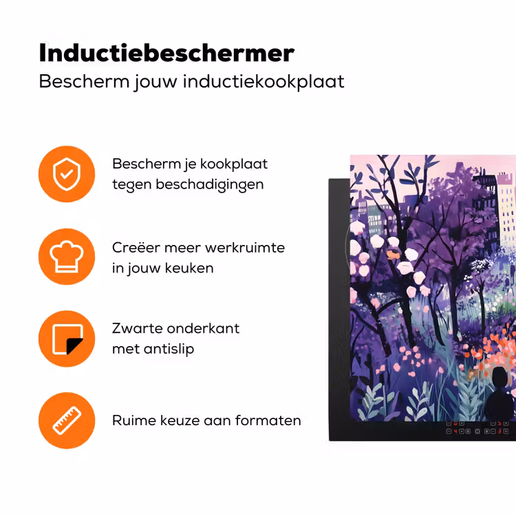 Park - Bomen - Bloemen - Gebouwen Inductie beschermer vinyl 3mm klein -zzzzzzz-td-ups