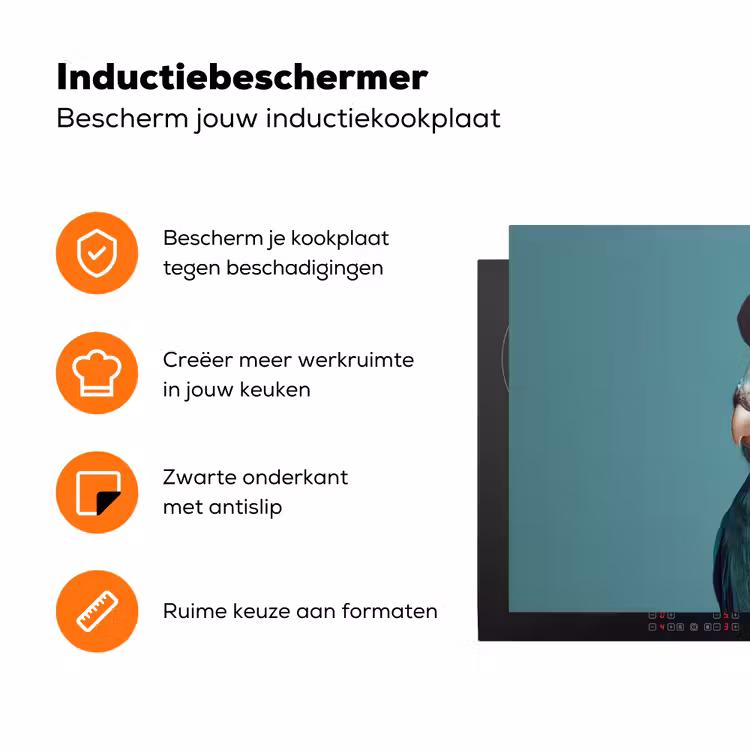 Parkiet - Vogel - Koksmuts - Cute Inductie beschermer vinyl 3mm klein -zzzzzzz-td-ups