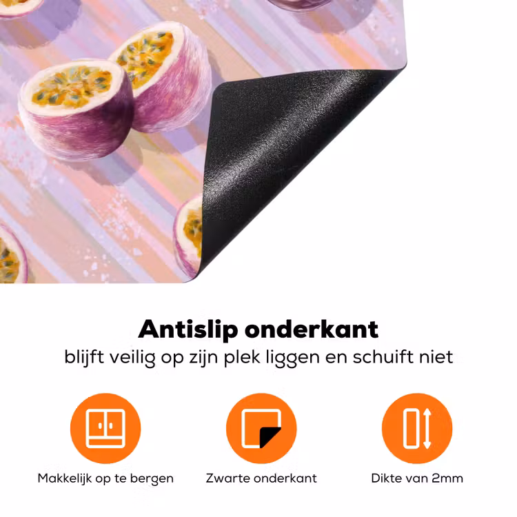 Passievrucht - Tropisch - Paars Inductie beschermer vinyl 3mm klein 276 -zzzzzzz-td-onderkant