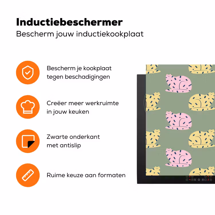 Pastel - Katten - Vlekjes - Groen Inductie beschermer vinyl 3mm klein 276 -zzzzzzz-td-ups