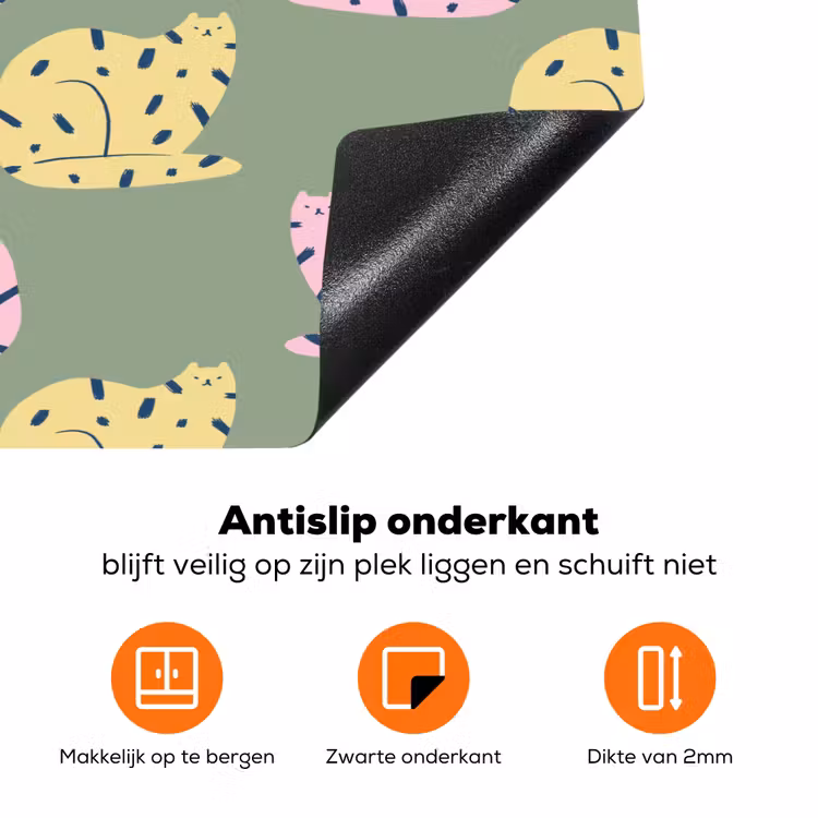 Pastel - Katten - Vlekjes - Groen Inductie beschermer vinyl 3mm klein 276 -zzzzzzz-td-onderkant
