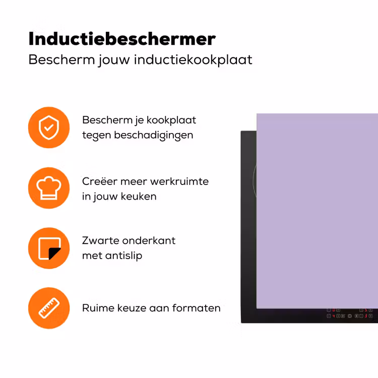 Pastel - Lilac - Paars Inductie beschermer vinyl 3mm klein 276 -zzzzzzz-td-ups