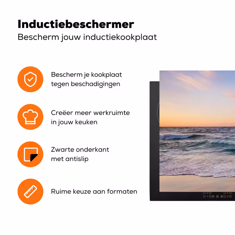 Pastelkleurige Zee bij Avondlicht Inductie beschermer vinyl 3mm klein -zzzzzzz-td-ups