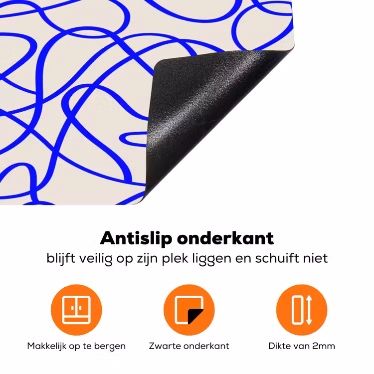 Patronen - Beige - Blauw - Lijnen Inductie beschermer vinyl 3mm klein 276 -zzzzzzz-td-onderkant