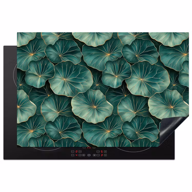 Patroon - Bladeren - Groen Inductie beschermer vinyl 3mm klein 276 -3d