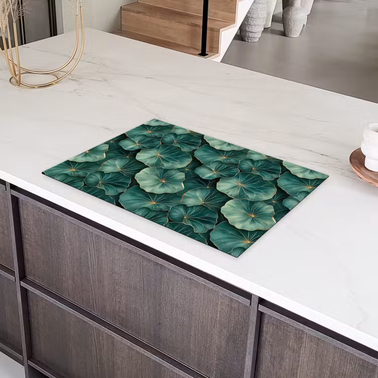 Patroon - Bladeren - Groen Inductie beschermer vinyl 3mm klein 276 -sfeer8