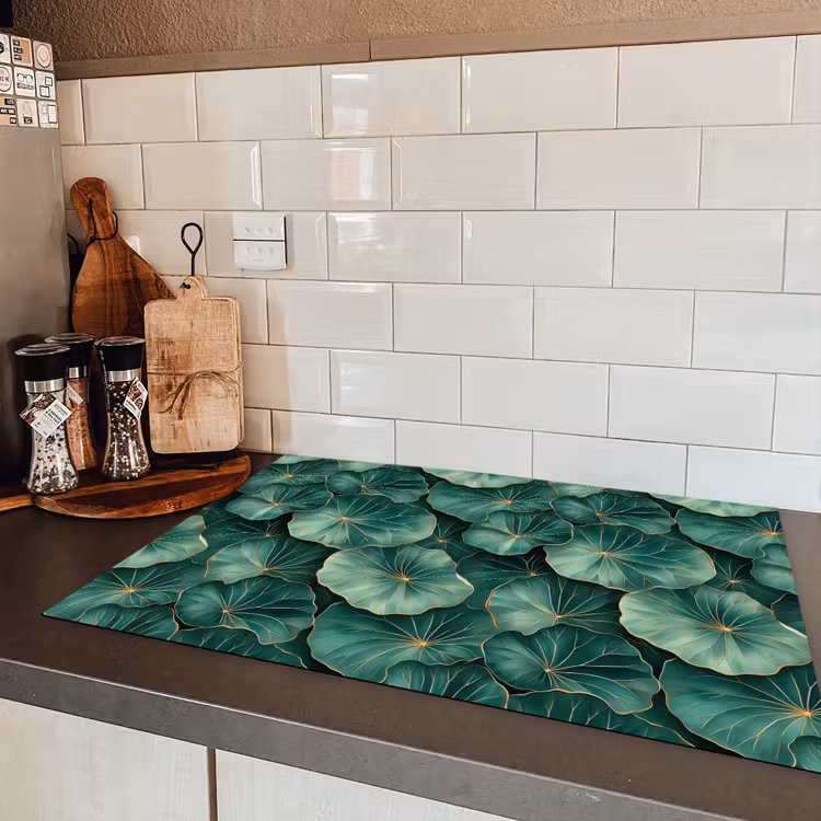 Patroon - Bladeren - Groen Inductie beschermer vinyl 3mm klein 276 -sfeer3