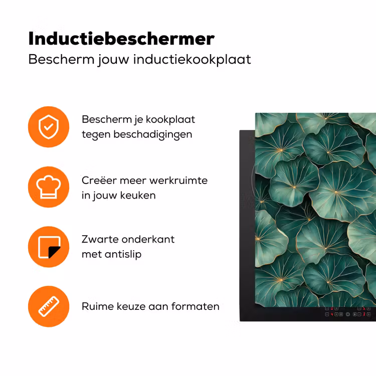 Patroon - Bladeren - Groen Inductie beschermer vinyl 3mm klein 276 -zzzzzzz-td-ups