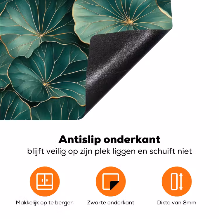 Patroon - Bladeren - Groen Inductie beschermer vinyl 3mm klein 276 -zzzzzzz-td-onderkant