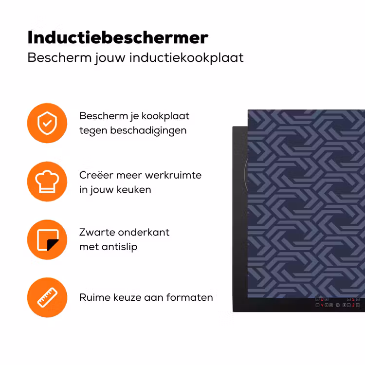 Patroon - Blauw - Geometrisch Inductie beschermer vinyl 3mm klein 276 -zzzzzzz-td-ups