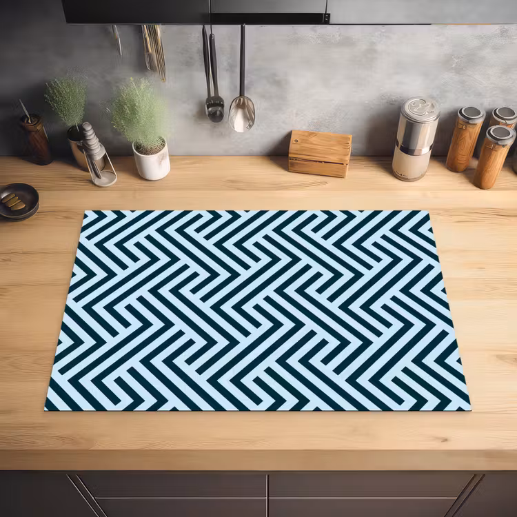 Patroon - Blauw - Lijnen - Zigzag Inductie beschermer vinyl 3mm klein 276 -sfeer5