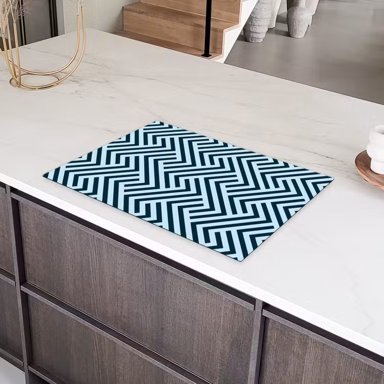 Patroon - Blauw - Lijnen - Zigzag Inductie beschermer vinyl 3mm klein 276 -sfeer8