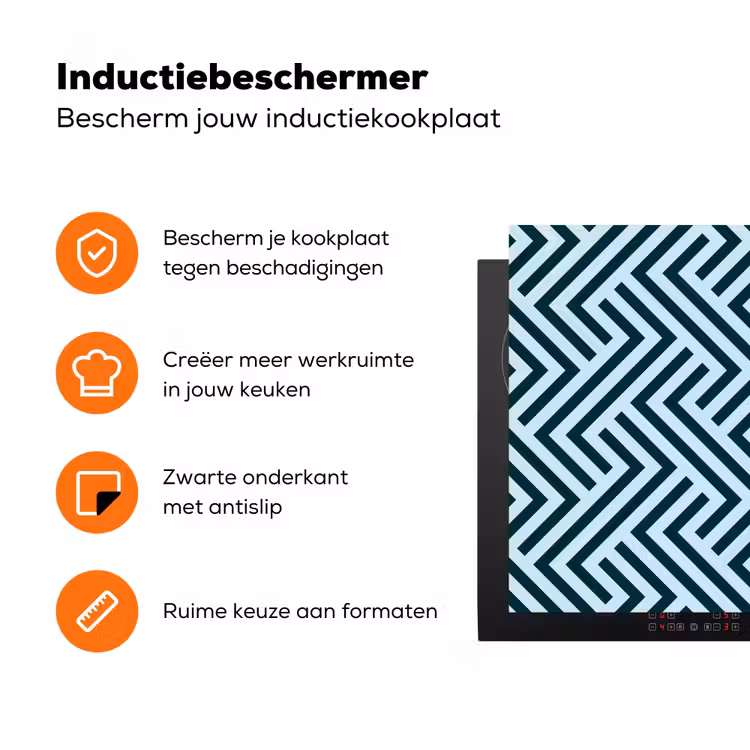 Patroon - Blauw - Lijnen - Zigzag Inductie beschermer vinyl 3mm klein 276 -zzzzzzz-td-ups