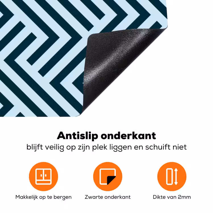 Patroon - Blauw - Lijnen - Zigzag Inductie beschermer vinyl 3mm klein 276 -zzzzzzz-td-onderkant