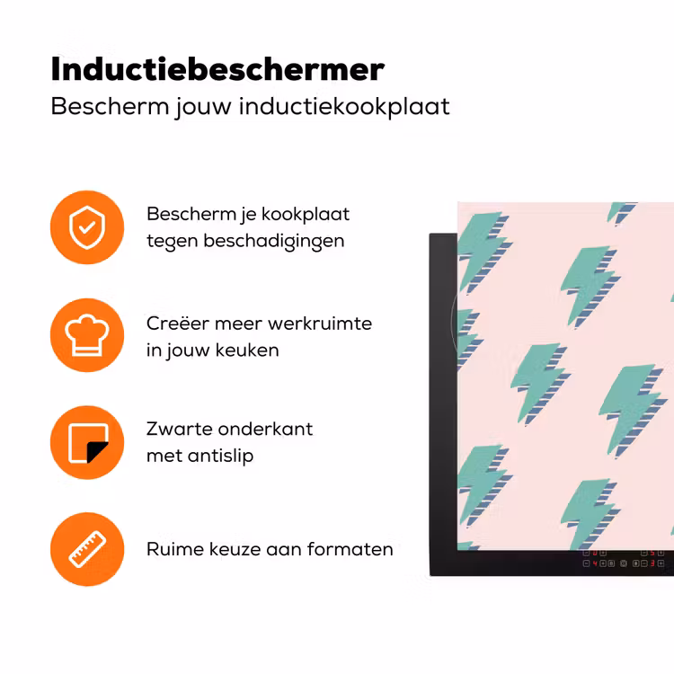 Patroon - Bliksem - Roze - Groen Inductie beschermer vinyl 3mm klein 276 -zzzzzzz-td-ups