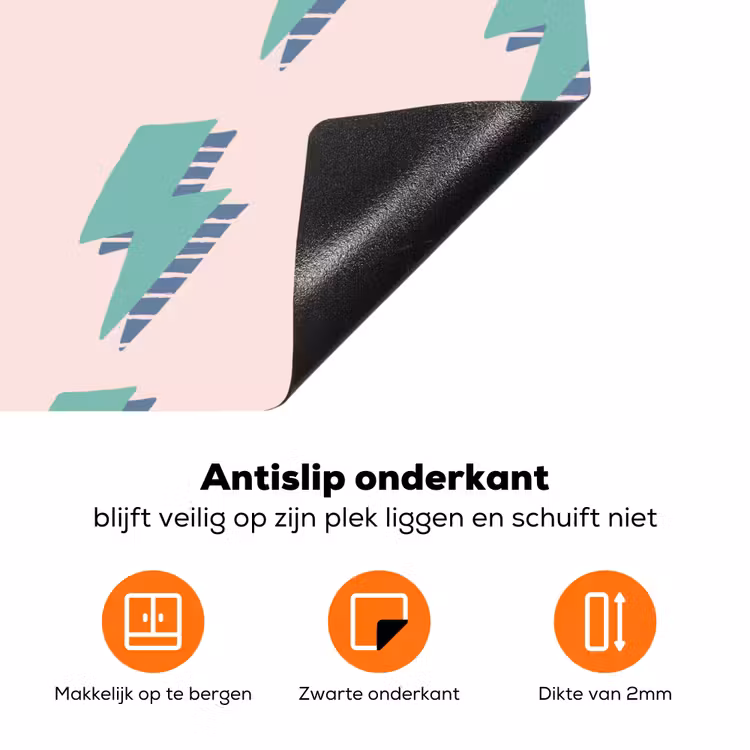 Patroon - Bliksem - Roze - Groen Inductie beschermer vinyl 3mm klein 276 -zzzzzzz-td-onderkant