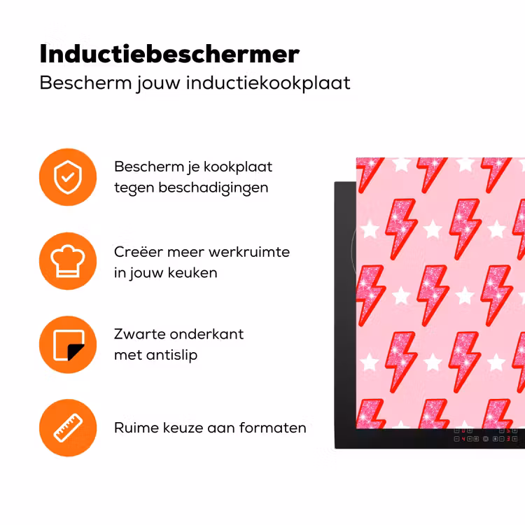 Patroon - Bliksem - Ster - Glitter - Roze Inductie beschermer vinyl 3mm klein -zzzzzzz-td-ups