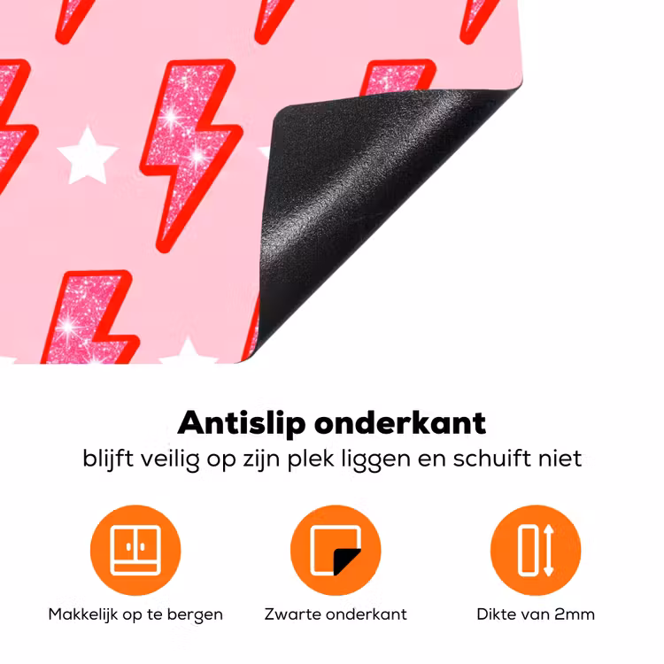 Patroon - Bliksem - Ster - Glitter - Roze Inductie beschermer vinyl 3mm klein -zzzzzzz-td-onderkant