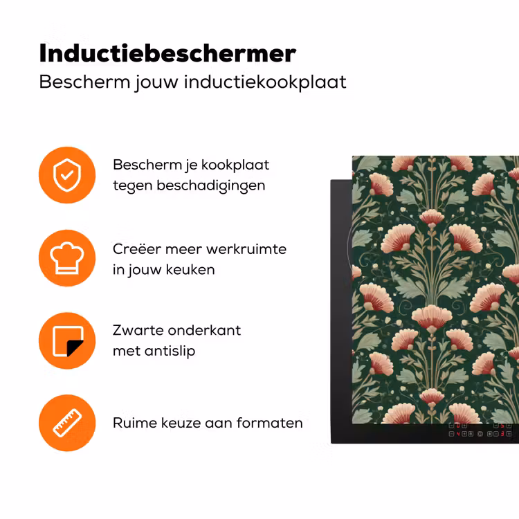 Patroon - Botanisch - Kleurrijk Inductie beschermer vinyl 3mm klein 276 -zzzzzzz-td-ups