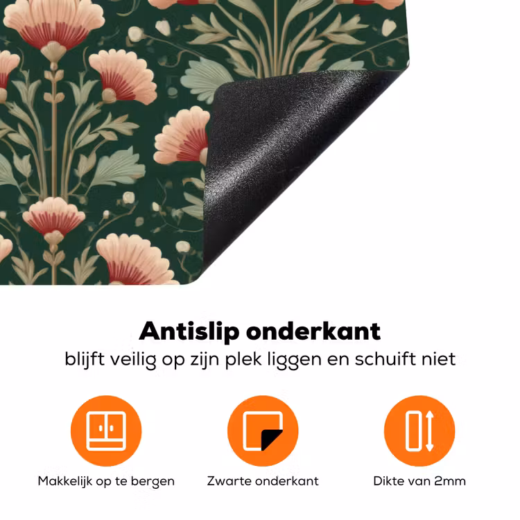 Patroon - Botanisch - Kleurrijk Inductie beschermer vinyl 3mm klein 276 -zzzzzzz-td-onderkant