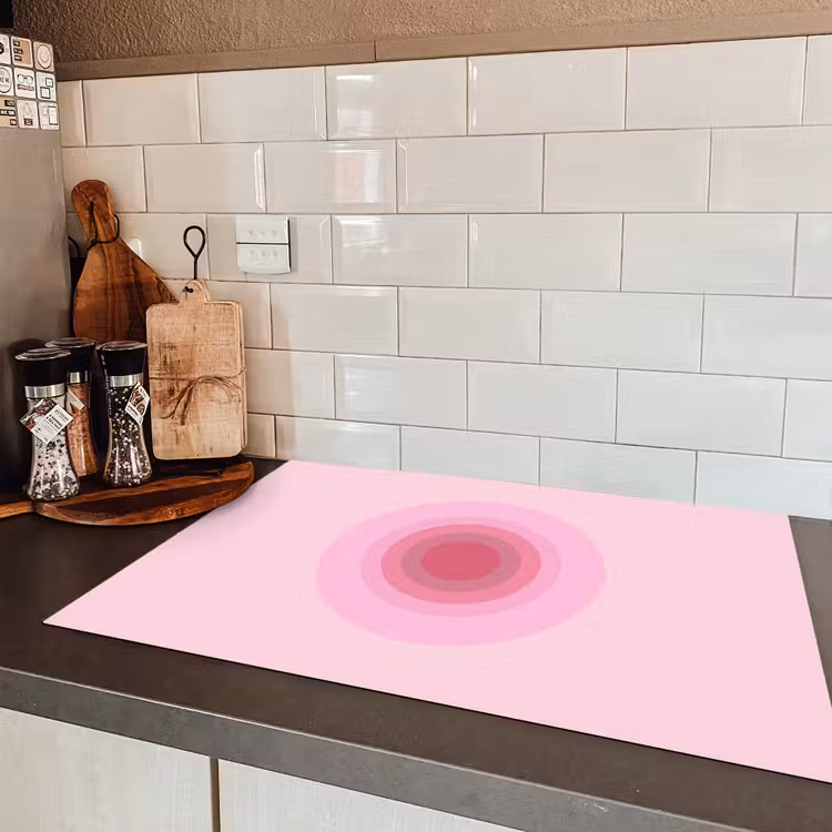 Patroon - Cirkels - Abstract - Roze - Modern Inductie beschermer vinyl 3mm klein -sfeer3