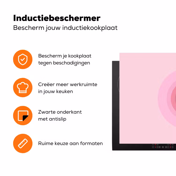 Patroon - Cirkels - Abstract - Roze - Modern Inductie beschermer vinyl 3mm klein -zzzzzzz-td-ups