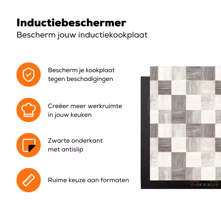 Patroon - Dambord - Houtnerf Inductie beschermer vinyl 3mm klein 276 -zzzzzzz-td-ups