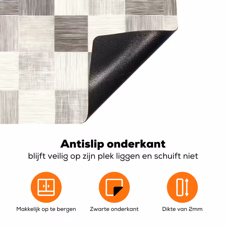 Patroon - Dambord - Houtnerf Inductie beschermer vinyl 3mm klein 276 -zzzzzzz-td-onderkant