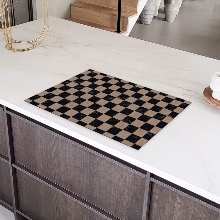 Patroon - Dambord - Marmer Inductie beschermer vinyl 3mm klein 276 -sfeer8