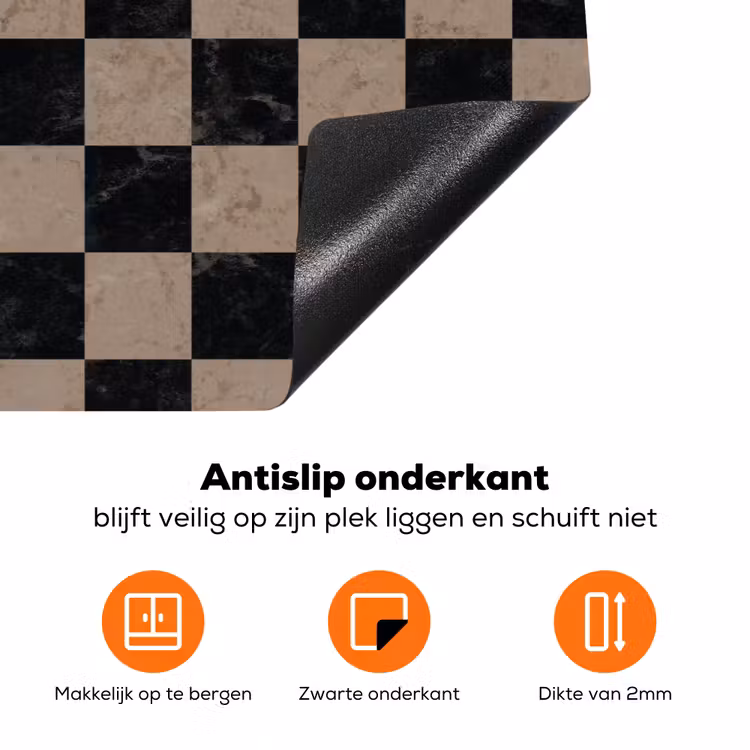 Patroon - Dambord - Marmer Inductie beschermer vinyl 3mm klein 276 -zzzzzzz-td-onderkant