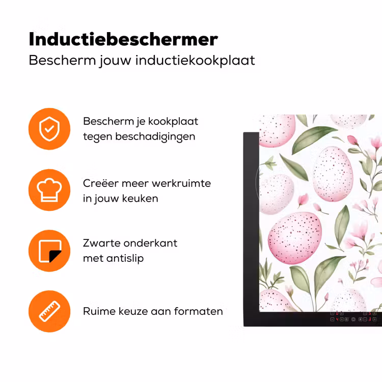 Patroon - Eieren - Roze - Pasen Inductie beschermer vinyl 3mm klein -zzzzzzz-td-ups