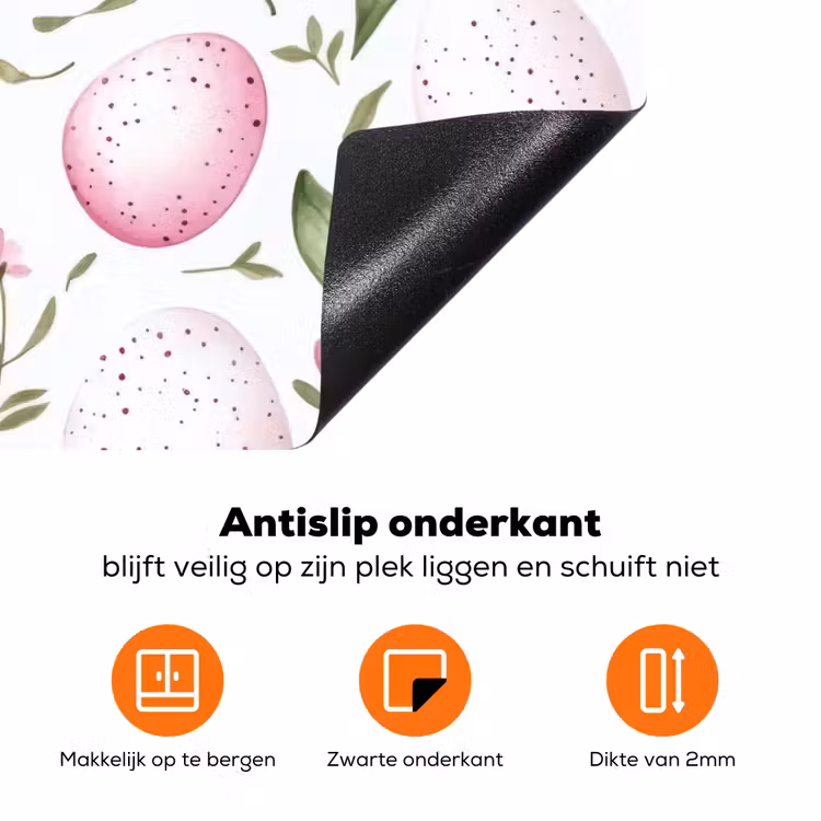 Patroon - Eieren - Roze - Pasen Inductie beschermer vinyl 3mm klein -zzzzzzz-td-onderkant