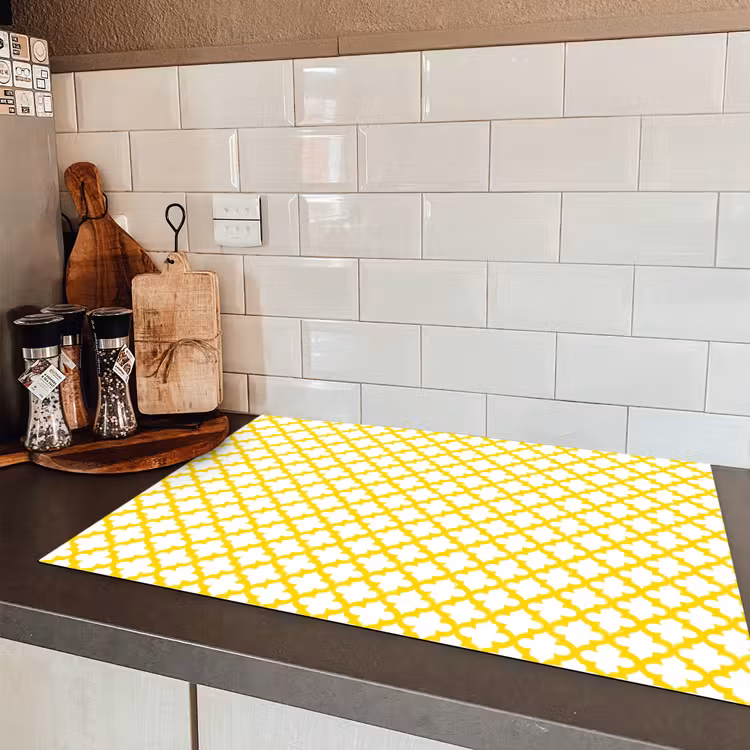 Patroon - Geometrisch - Klassiek - Geel Inductie beschermer vinyl 3mm klein 276 -sfeer3