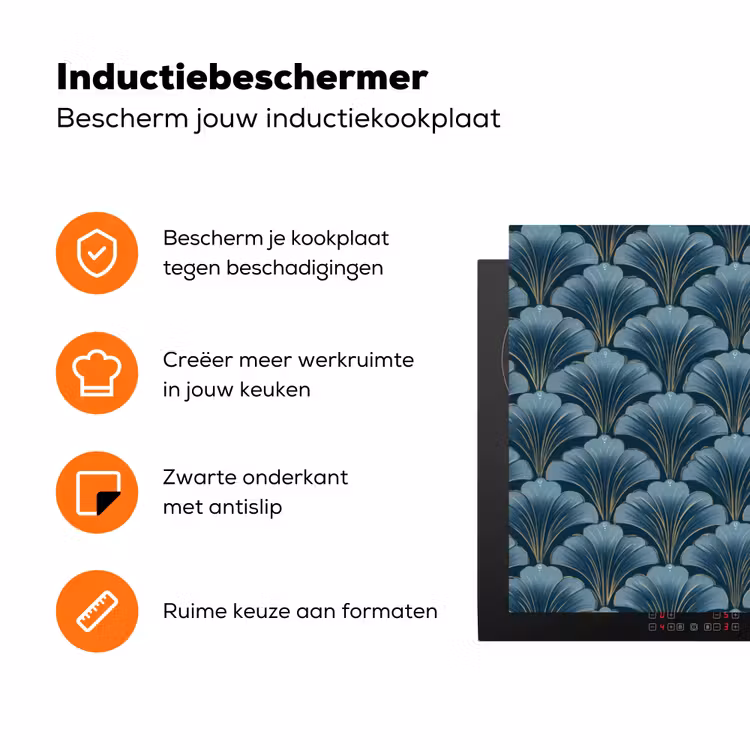 Patroon - Ginkgoblad - Blauw Inductie beschermer vinyl 3mm klein 276 -zzzzzzz-td-ups