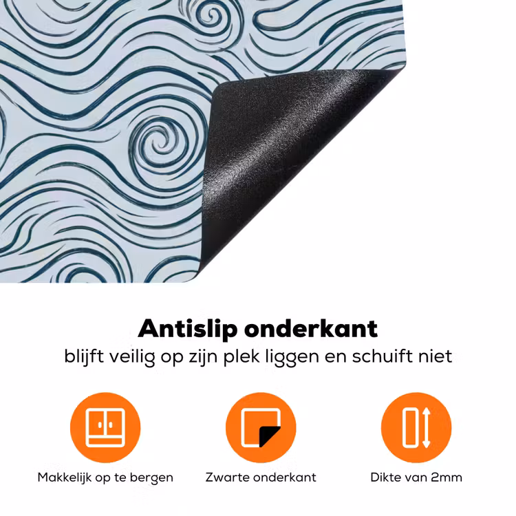 Patroon - Golven - Abstract - Modern - Blauw Inductie beschermer vinyl 3mm klein -zzzzzzz-td-onderkant