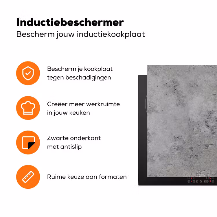 Patroon - Grijs - Oud - Beton Inductie beschermer vinyl 3mm klein 276 -zzzzzzz-td-ups