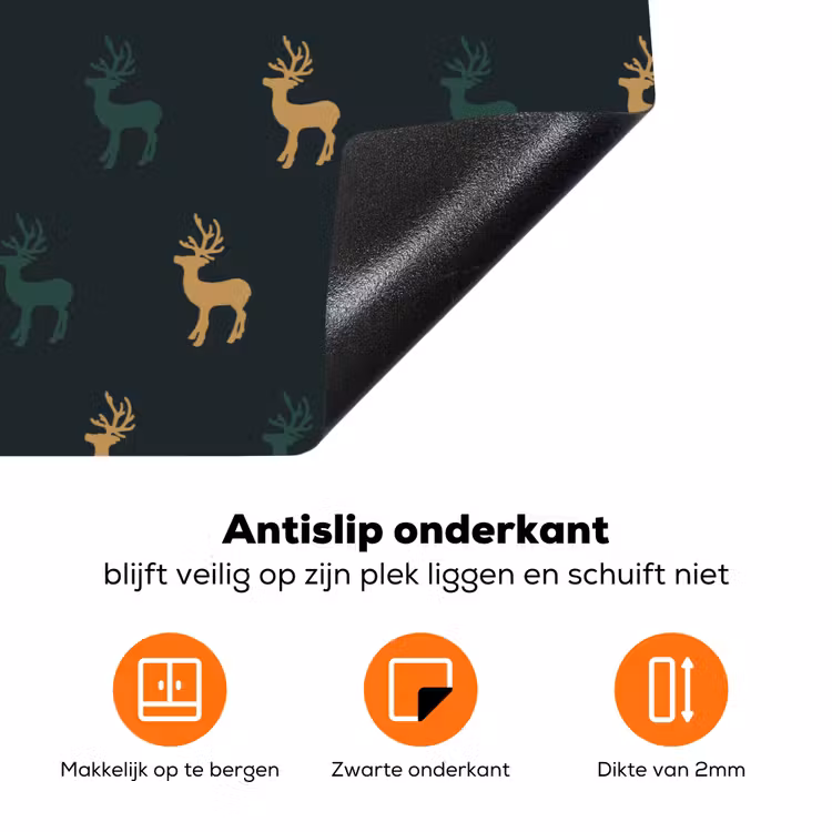 Patroon - Groen - Herten Inductie beschermer vinyl 3mm klein 276 -zzzzzzz-td-onderkant