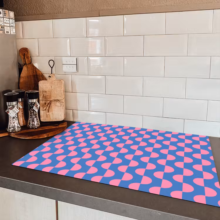 Patroon - Halve cirkels - Abstract - Modern - Roze - Blauw Inductie beschermer vinyl 3mm klein -sfeer3