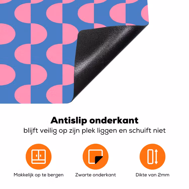 Patroon - Halve cirkels - Abstract - Modern - Roze - Blauw Inductie beschermer vinyl 3mm klein -zzzzzzz-td-onderkant