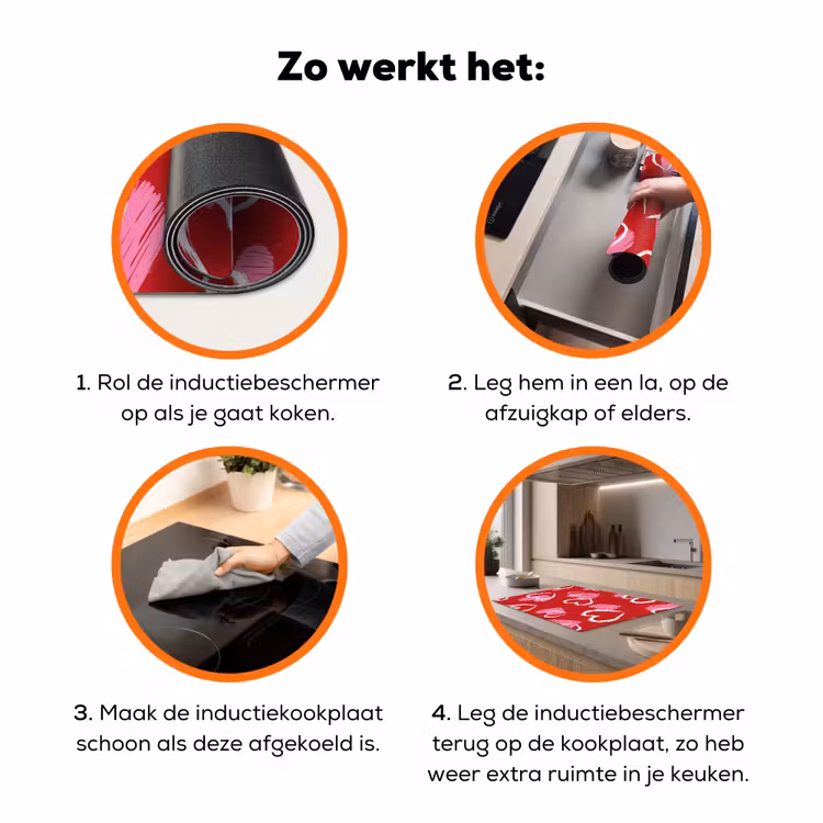 Patroon - Hartjes - Roze - Valentijn Inductie beschermer vinyl 3mm klein -zzzzzzz-td-werking