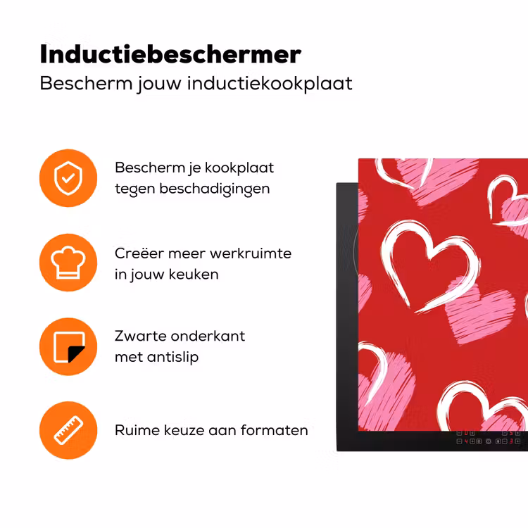 Patroon - Hartjes - Roze - Valentijn Inductie beschermer vinyl 3mm klein -zzzzzzz-td-ups